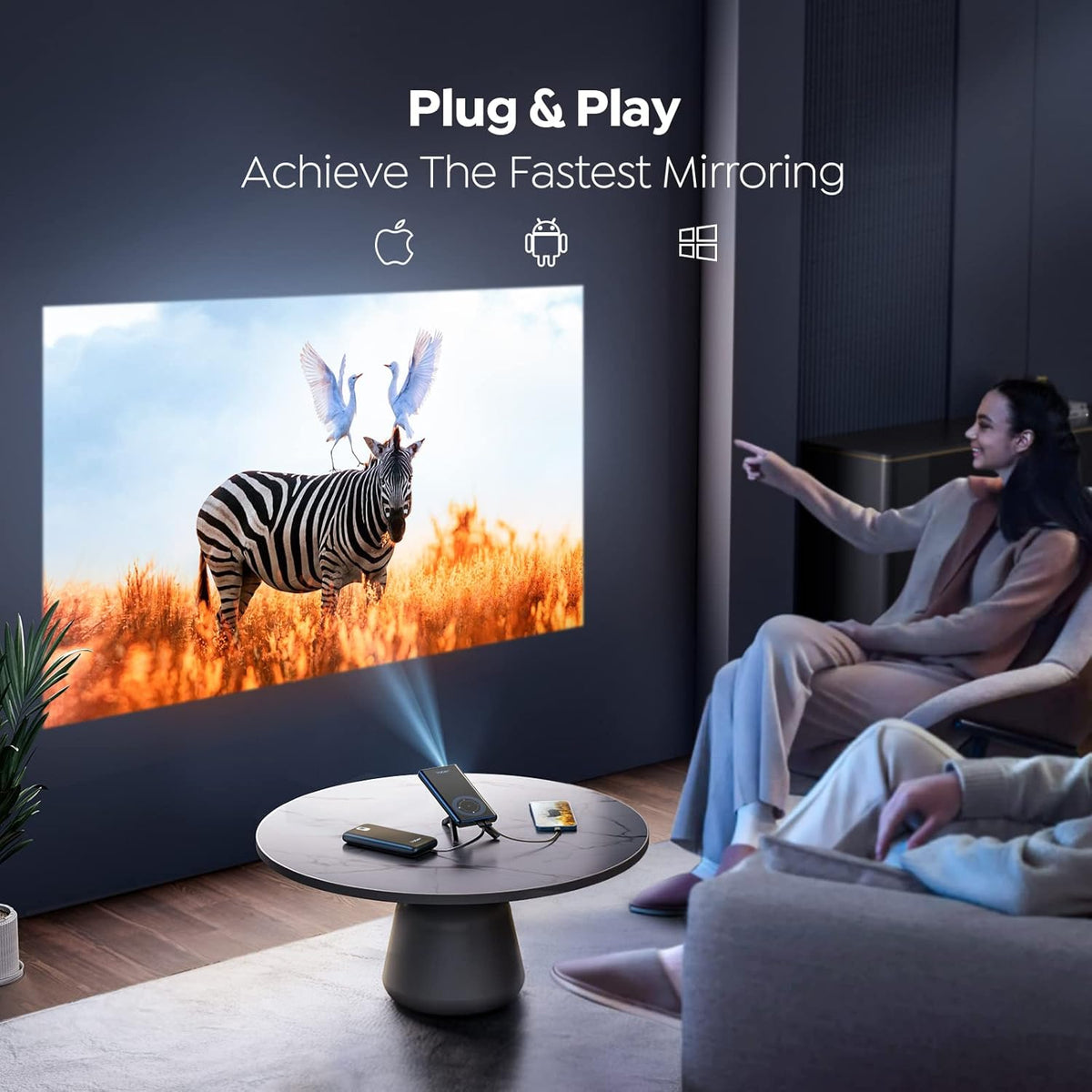 REALME T1 Mini Pocket Projector with WiFi and Bluetooth, with Power Bank