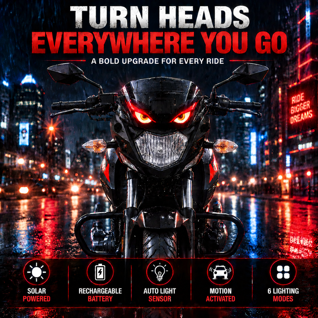 Universal Solar Powered Triangle Devil Eye LED Light for Cars & Bikes