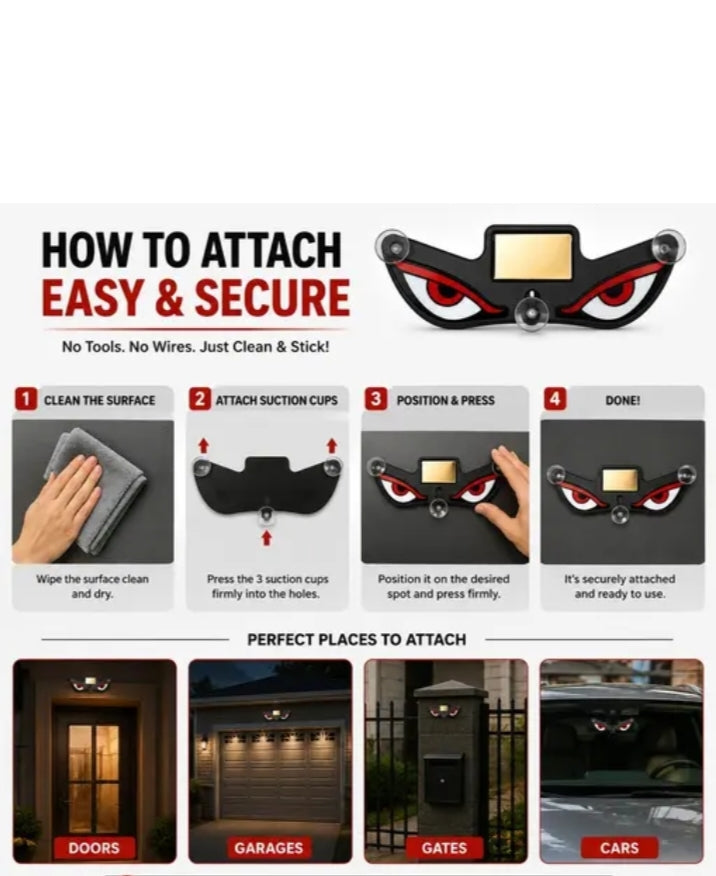 Universal Solar Powered Triangle Devil Eye LED Light for Cars & Bikes