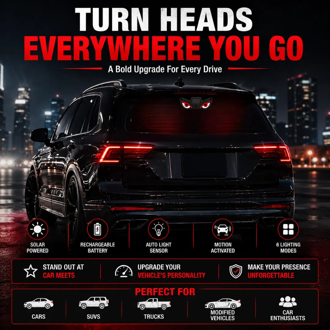 Universal Solar Powered Triangle Devil Eye LED Light for Cars & Bikes