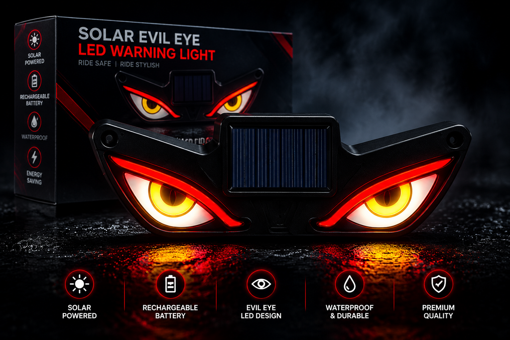 Universal Solar Powered Triangle Devil Eye LED Light for Cars & Bikes