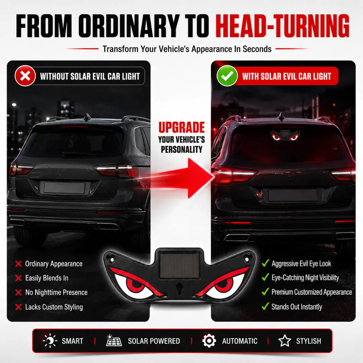 Universal Solar Powered Triangle Devil Eye LED Light for Cars & Bikes