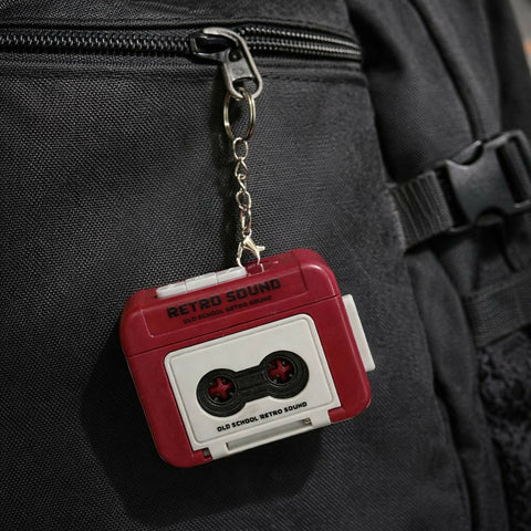 Retro Cassette Tape Sound Keychain - Nostalgic Click Button Design