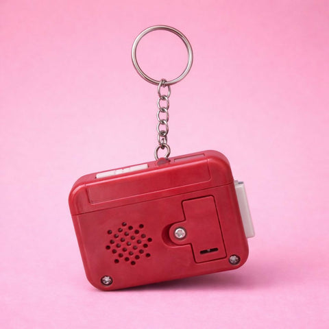 Retro Cassette Tape Sound Keychain - Nostalgic Click Button Design