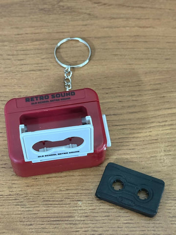 Retro Cassette Tape Sound Keychain - Nostalgic Click Button Design
